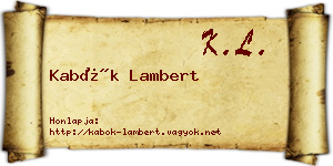 Kabók Lambert névjegykártya